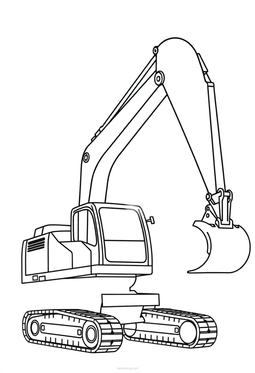 Excavator coloring page for kids