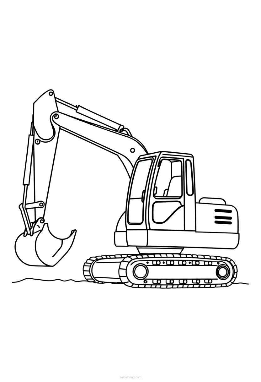 Excavator coloring page for kids