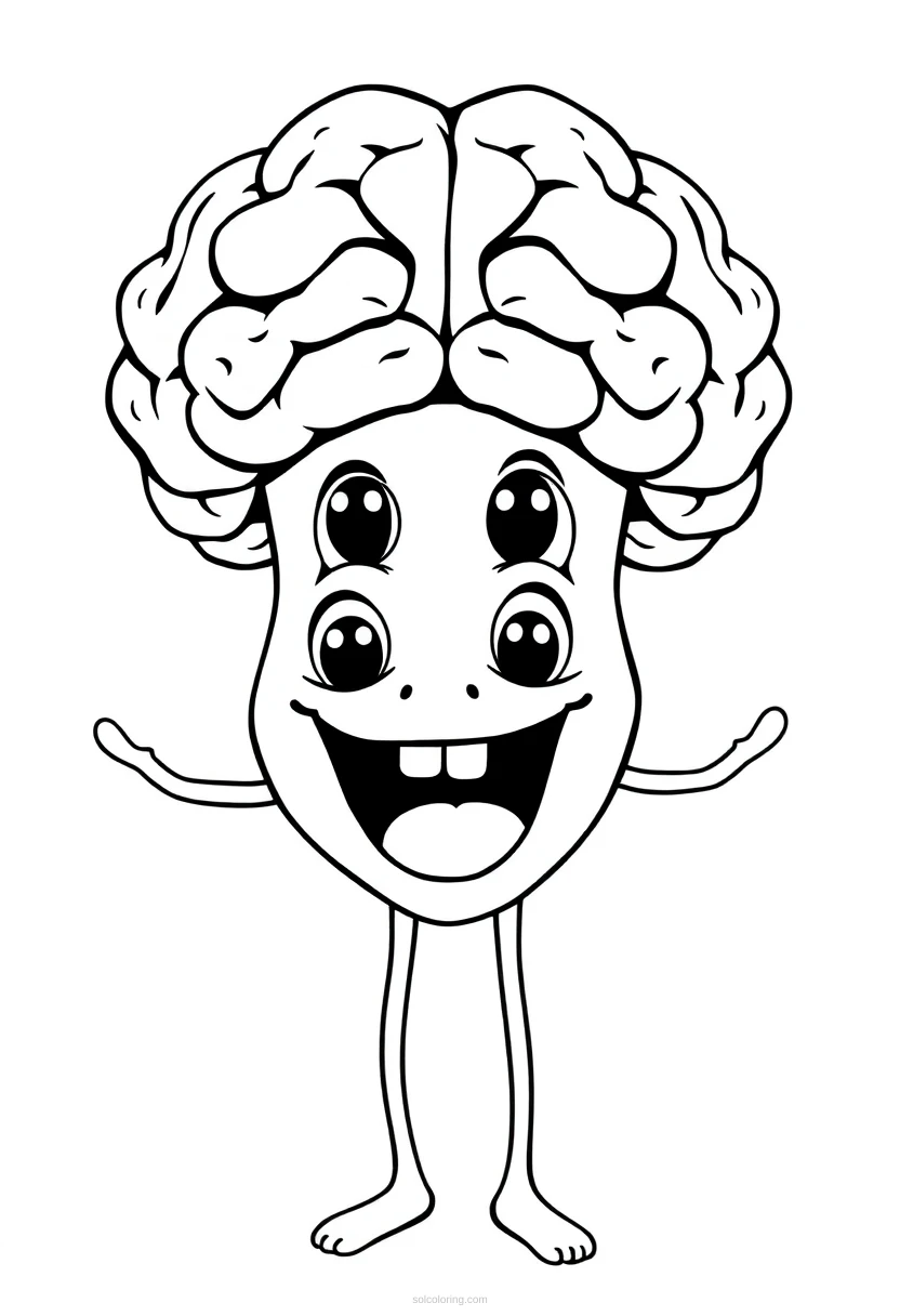 Expanding Brain Four Panel coloring page for kids