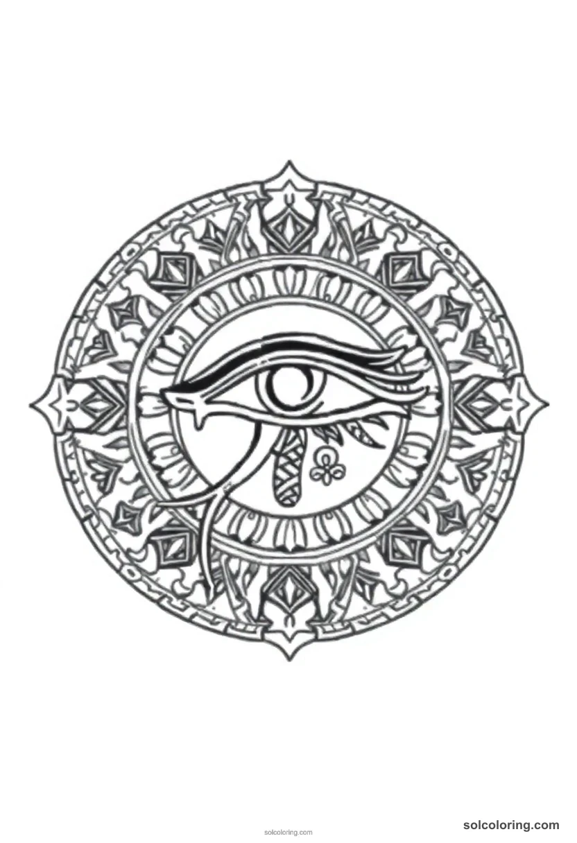 Mandala Eye of Horus mandala coloring page for kids