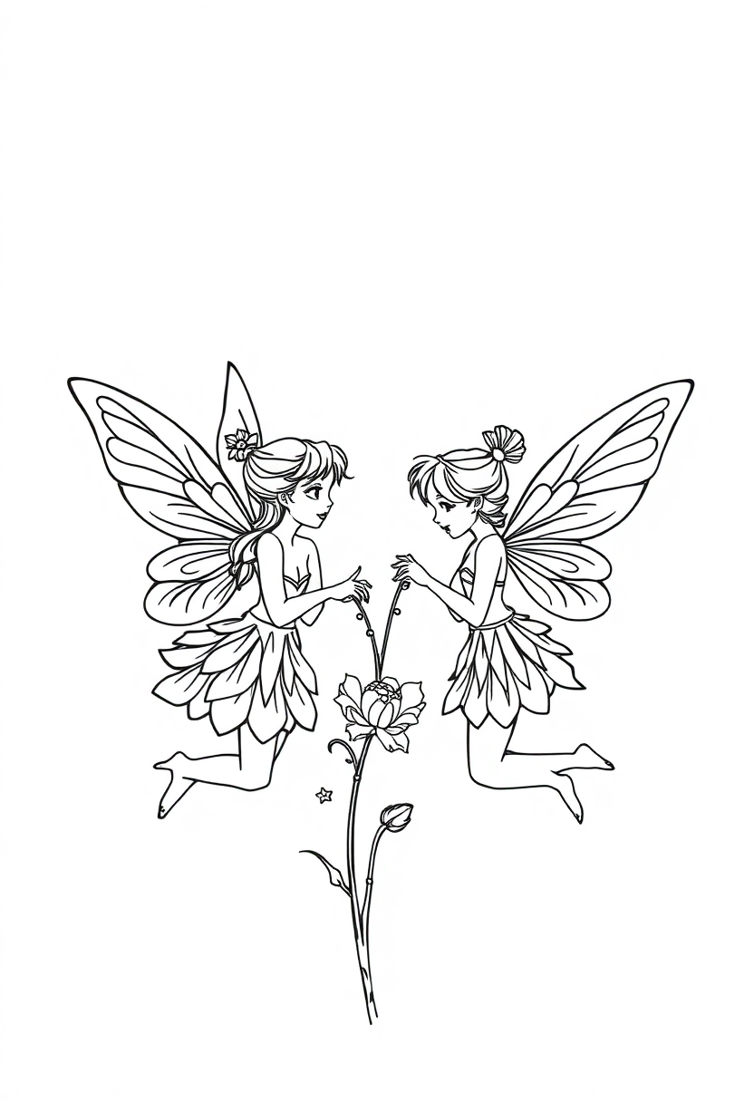 Fairies coloring page for kids