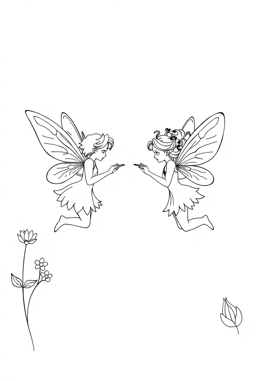 Fairies coloring page for kids