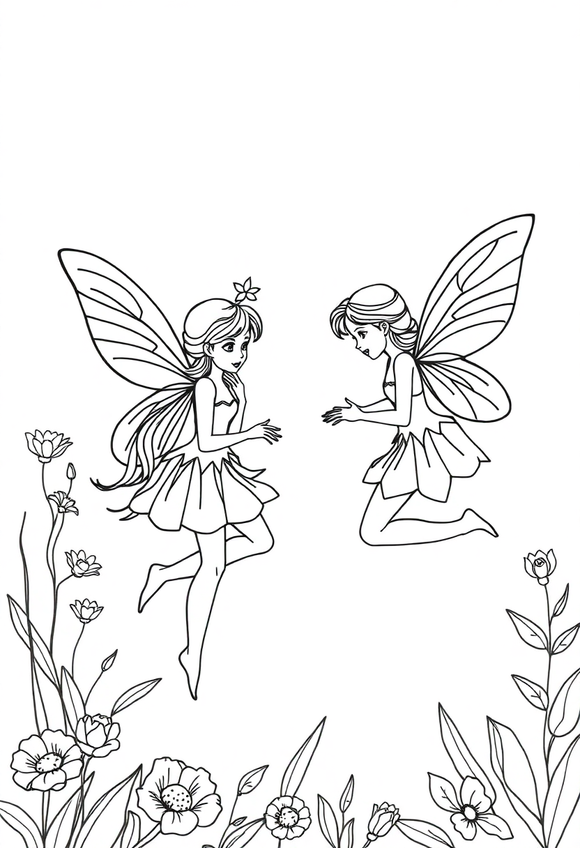 Fairies coloring page for kids