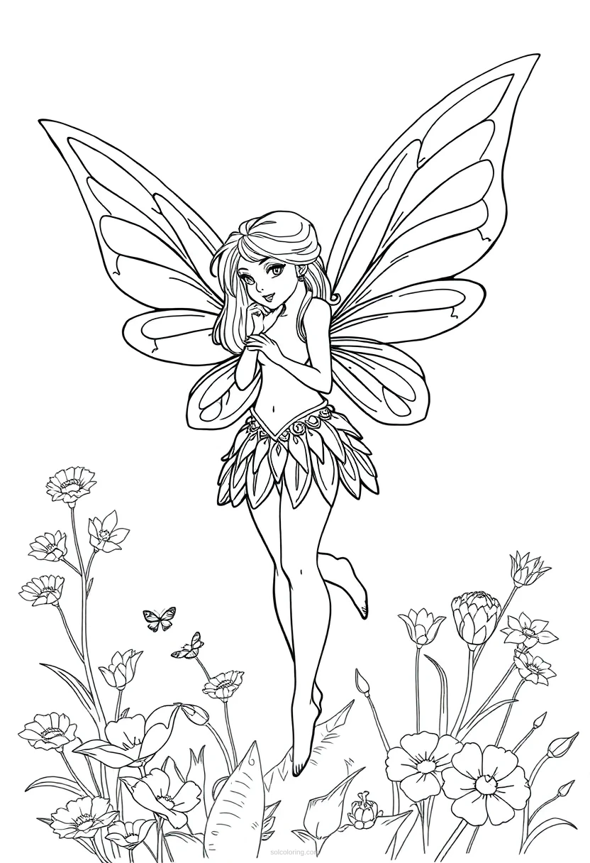 Fairy coloring page for kids