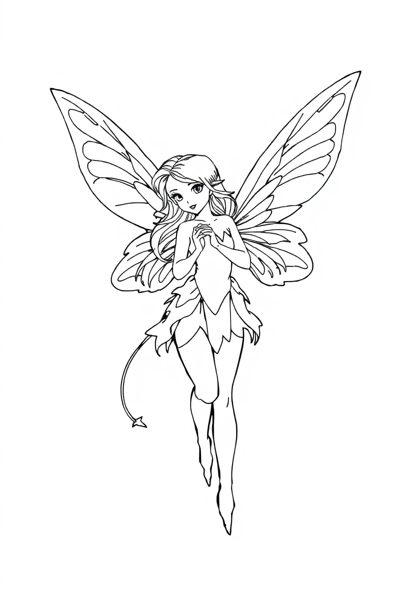 Fairy coloring page, free printable