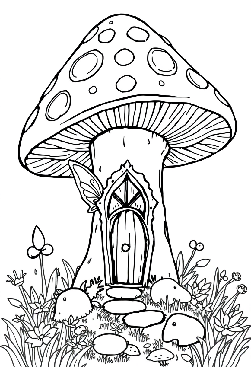Fairy House In Mushroom coloring pages