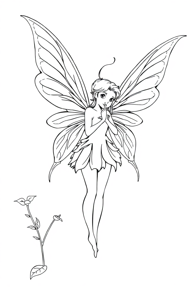 Fairy coloring page, free printable