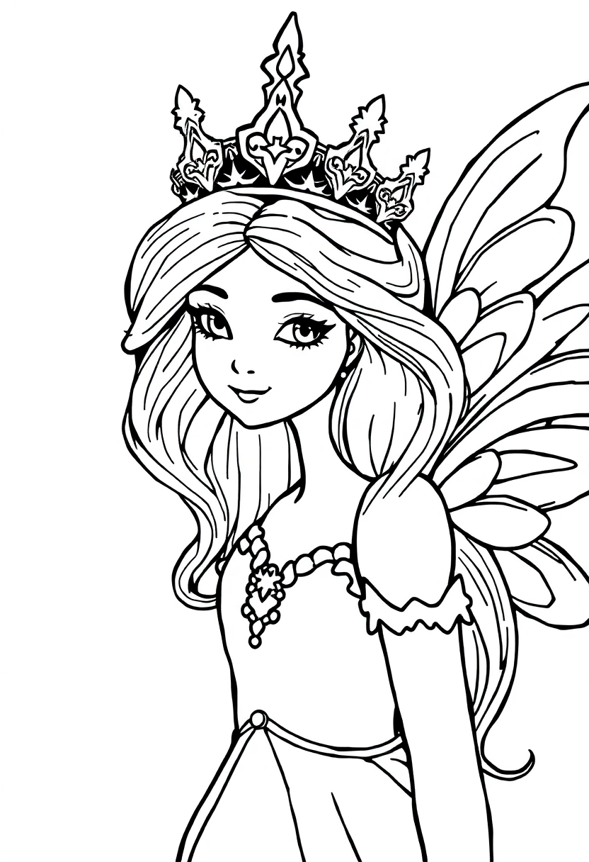 Fairy Princess With Crown coloring pages