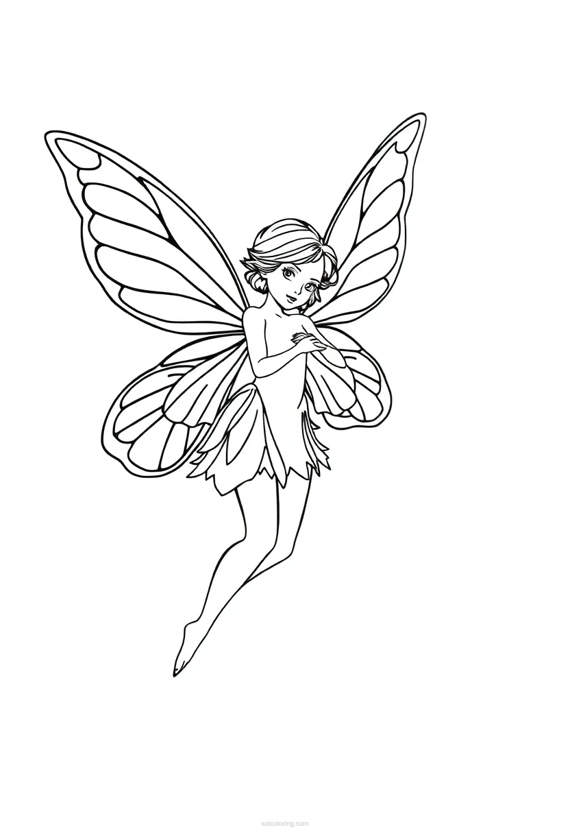 Fairy with Butterfly Wings coloring page for kids