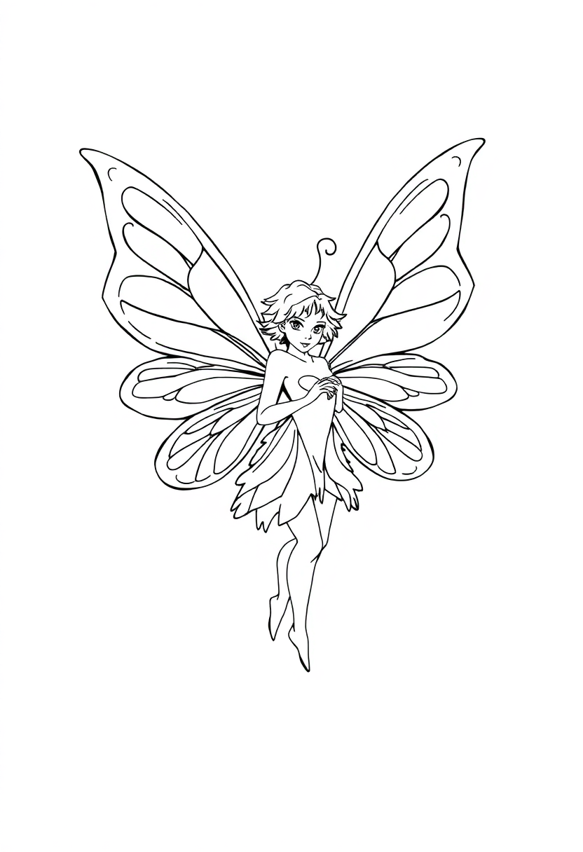 Fairy with Butterfly Wings coloring page, free printable