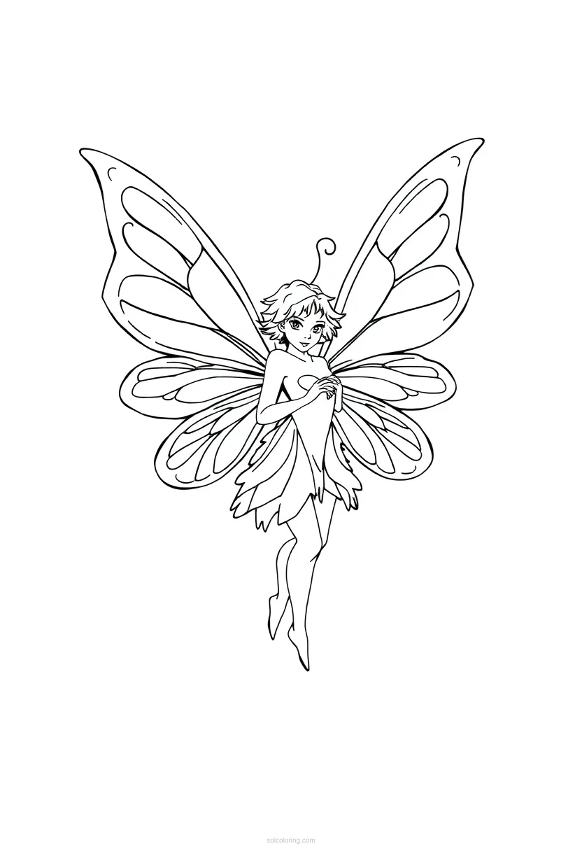 Fairy with Butterfly Wings coloring page for kids
