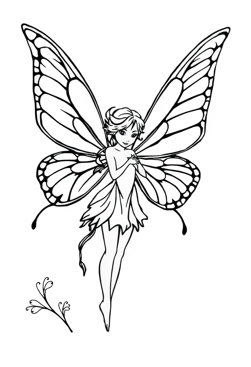 Fairy with Butterfly Wings coloring page, free printable