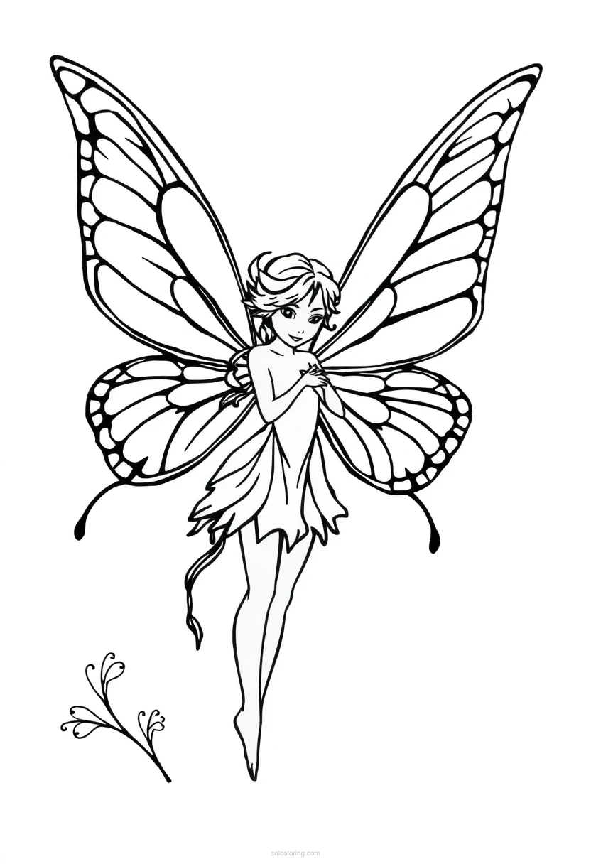 Fairy with Butterfly Wings coloring page for kids