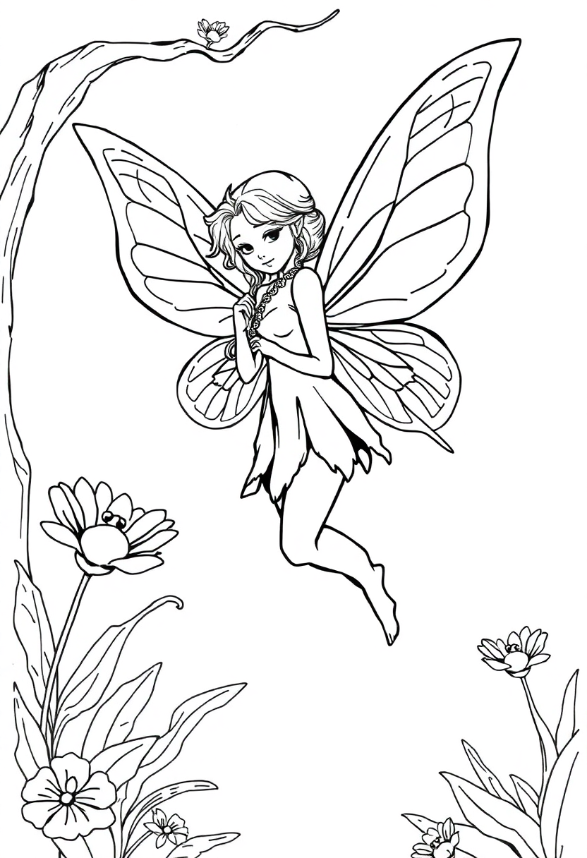 Fairy With Butterfly Wings coloring pages