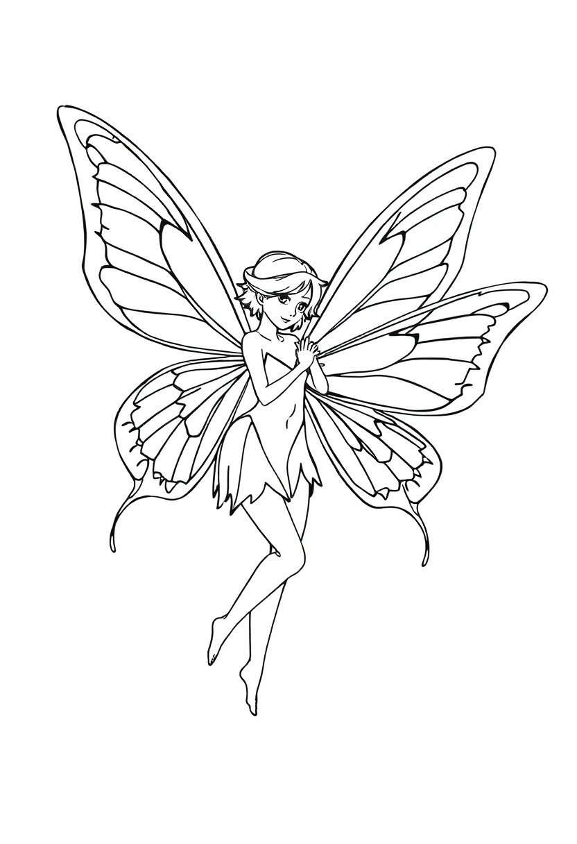 Fairy with Butterfly Wings coloring page, free printable