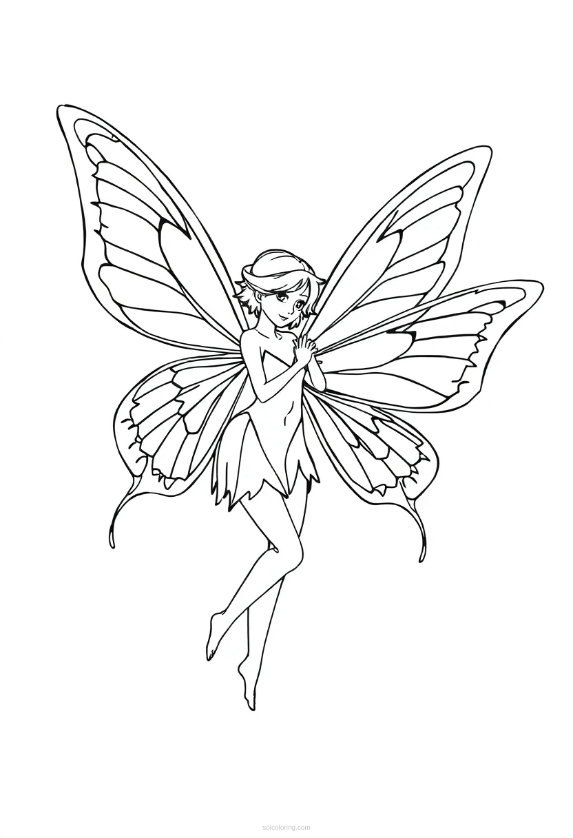 Fairy with Butterfly Wings coloring page for kids
