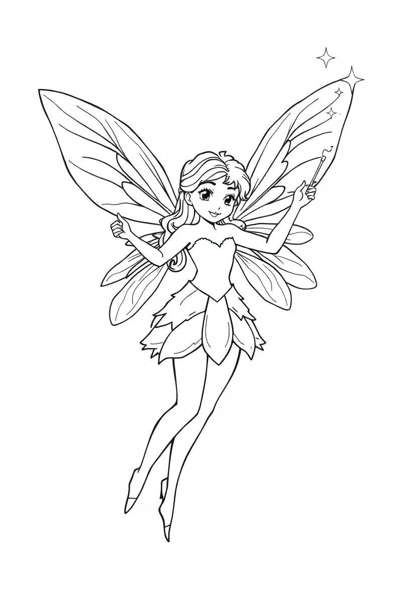 Fairy with Magic Wand coloring page, free printable
