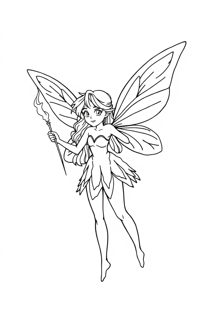 Fairy with Magic Wand coloring page, free printable
