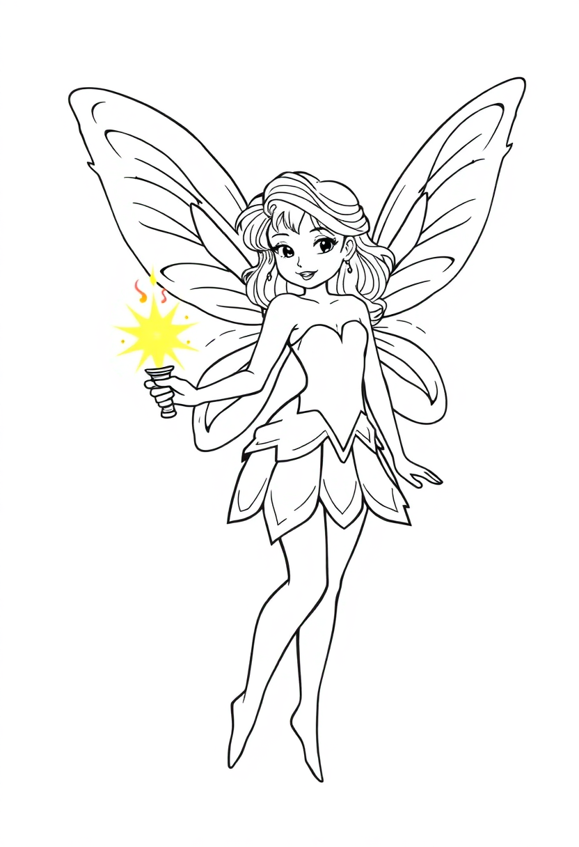 Fairy With Magic Wand coloring pages
