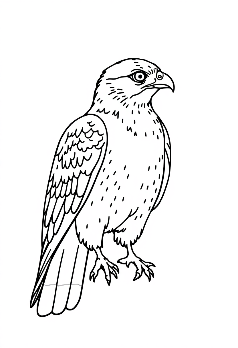Falcon coloring page, free printable standard style for kids and adults
