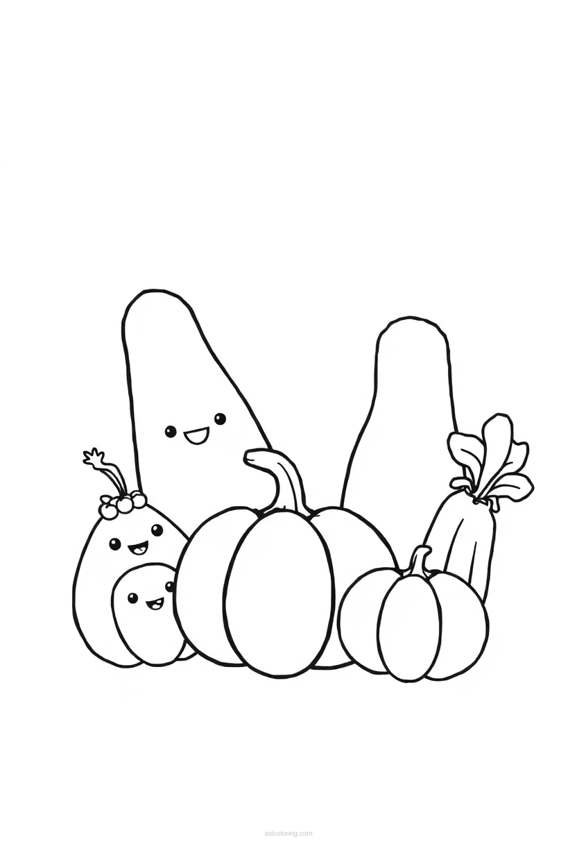 Fall Harvest Vegetables coloring page for kids