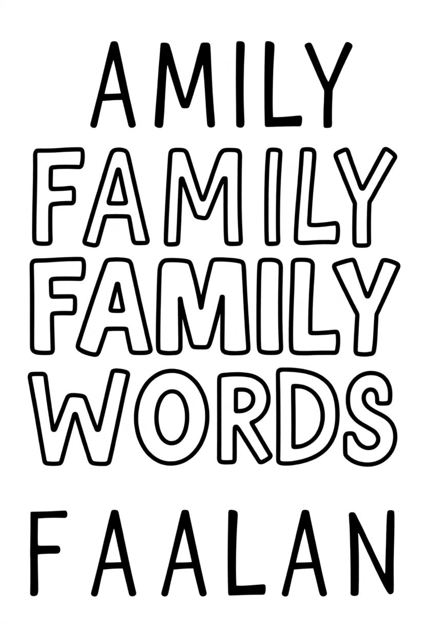 Family Words coloring pages