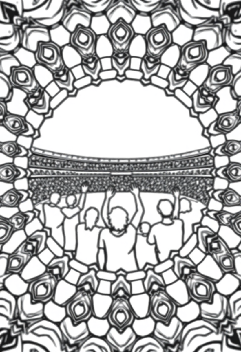Fans Cheering in Stadium coloring page, free printable