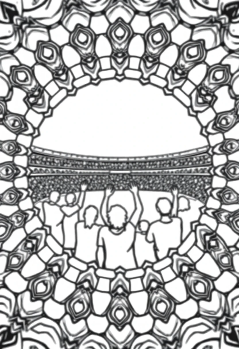 Fans Cheering in Stadium coloring page for kids