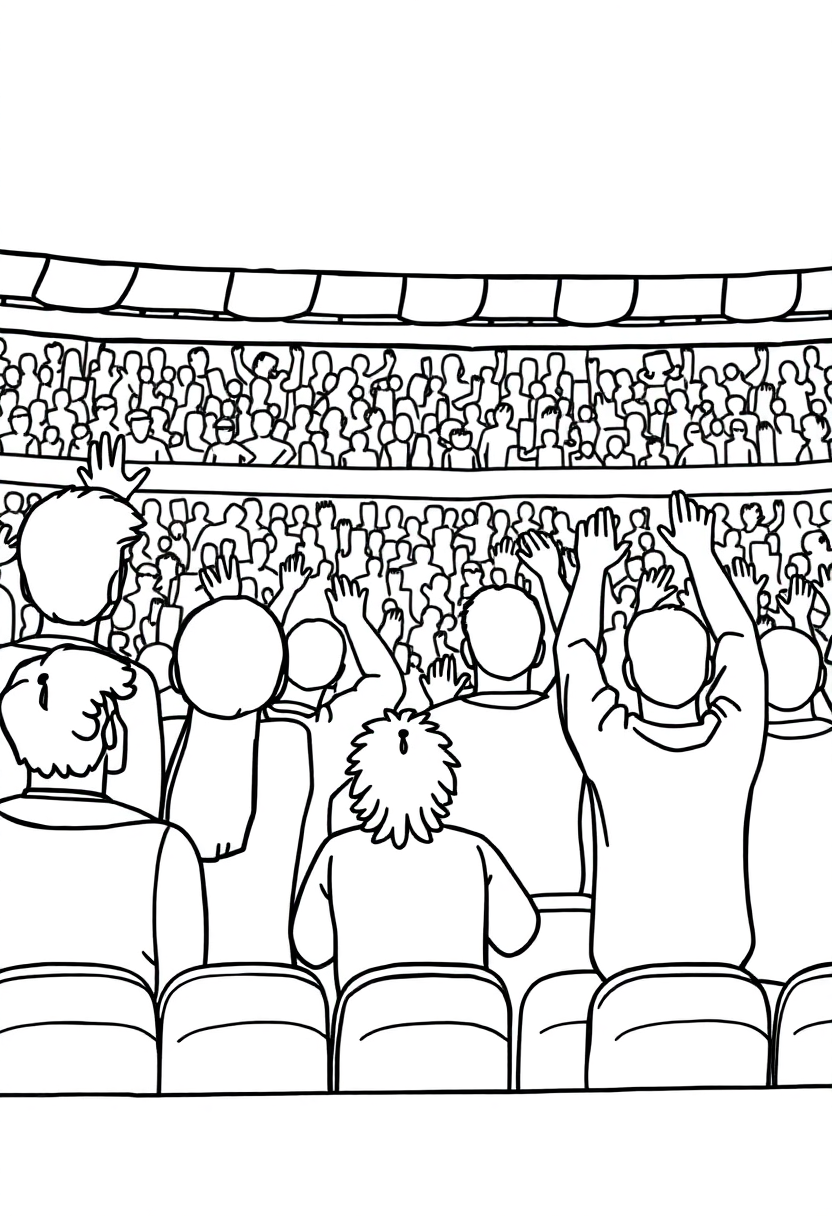Fans Cheering in Stadium coloring page, free printable