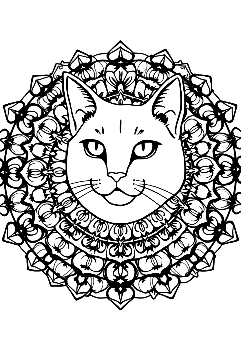 Farm Cat coloring page, free printable standard style for kids and adults