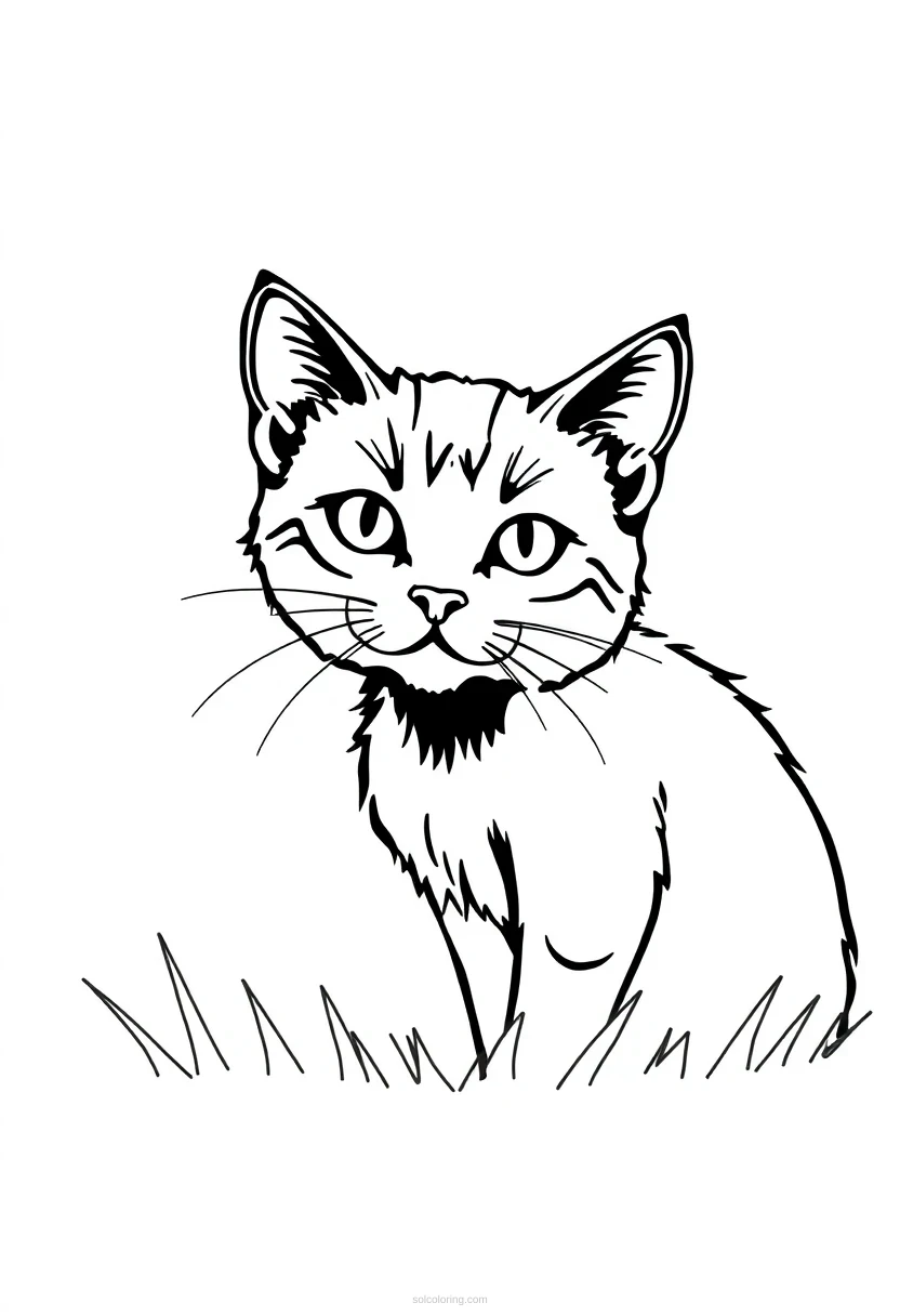 Farm Cat coloring page for kids