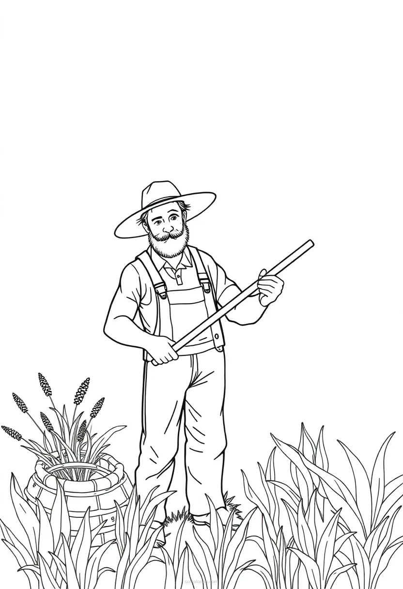 Farmer coloring page for kids
