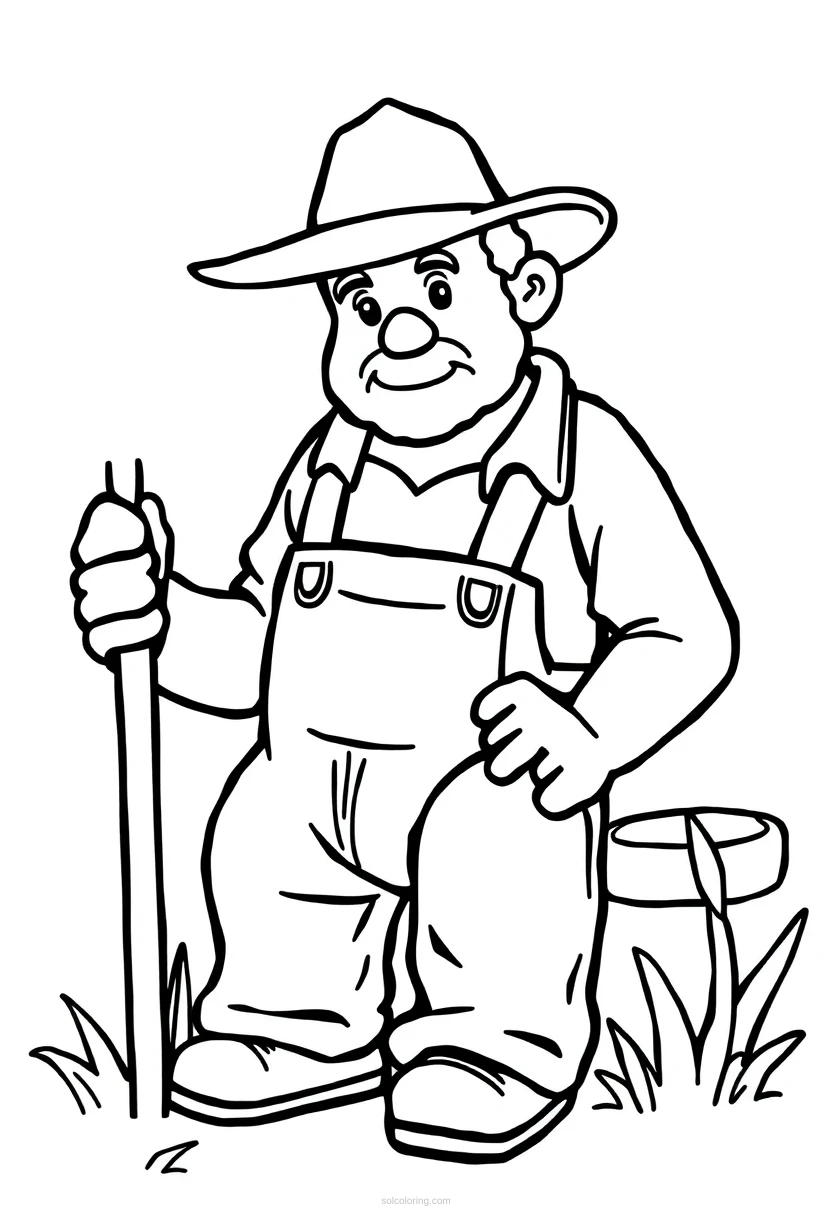 Farmer coloring page for kids