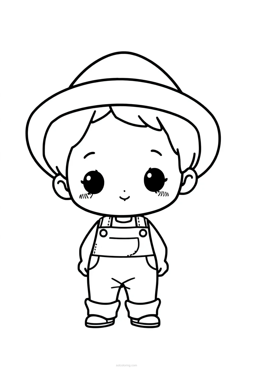 Farmer coloring page for kids