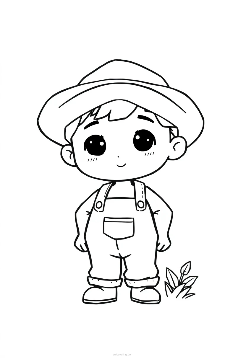 Farmer coloring page for kids