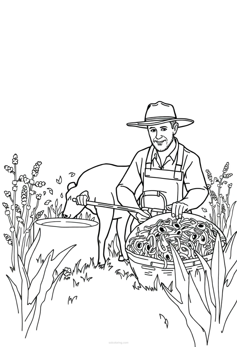 Farmer coloring page for kids