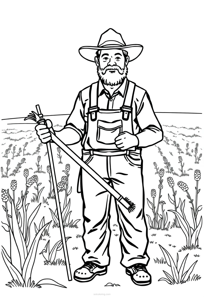 Farmer Cute Cartoon coloring pages