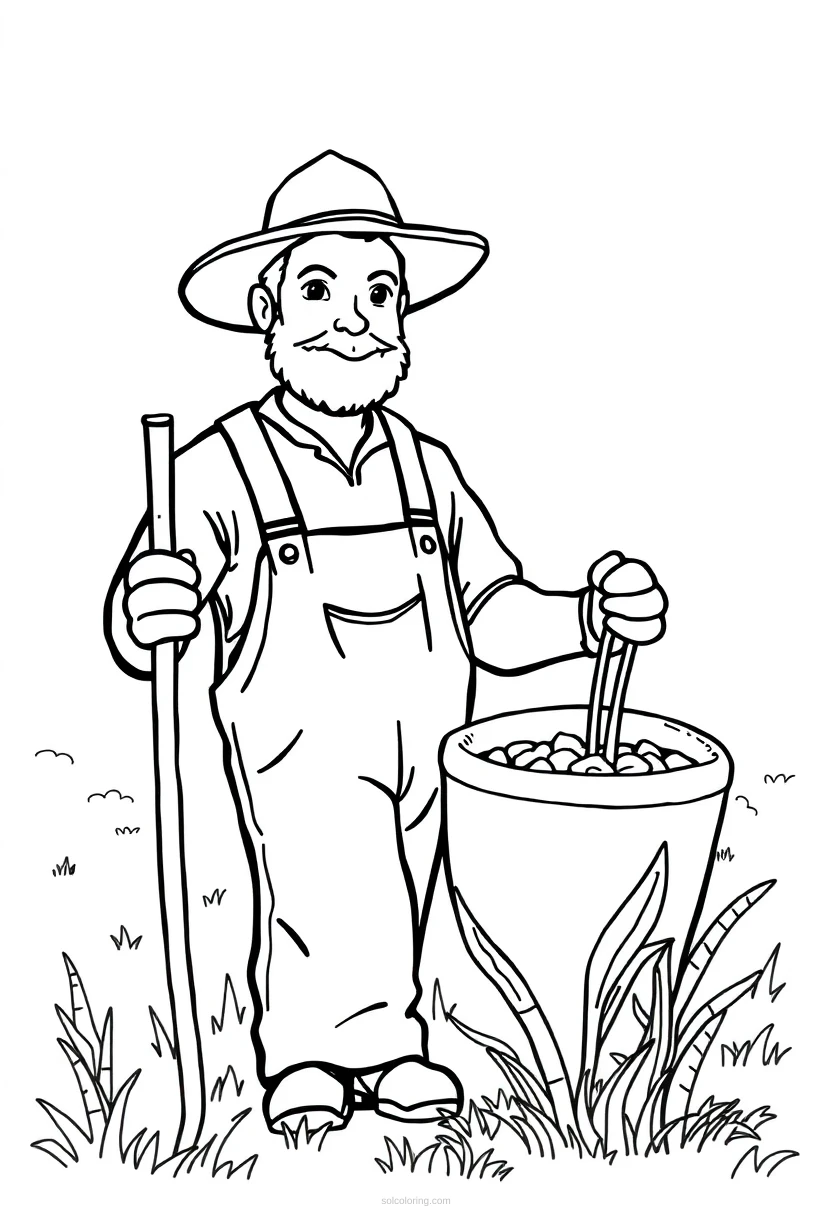Farmer coloring page for kids