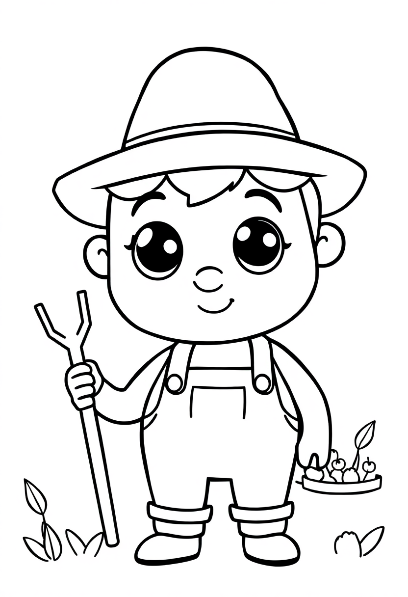 Farmer coloring page, free printable