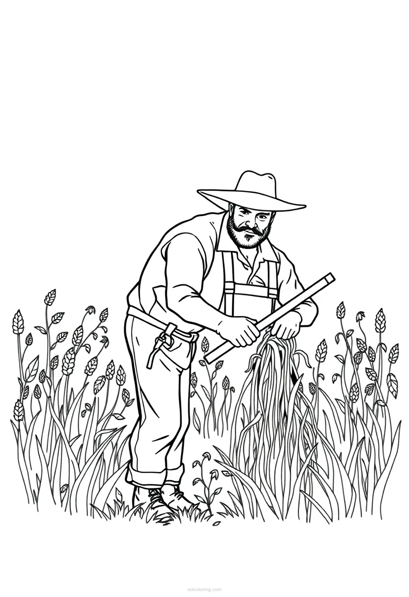 Farmer coloring page for kids