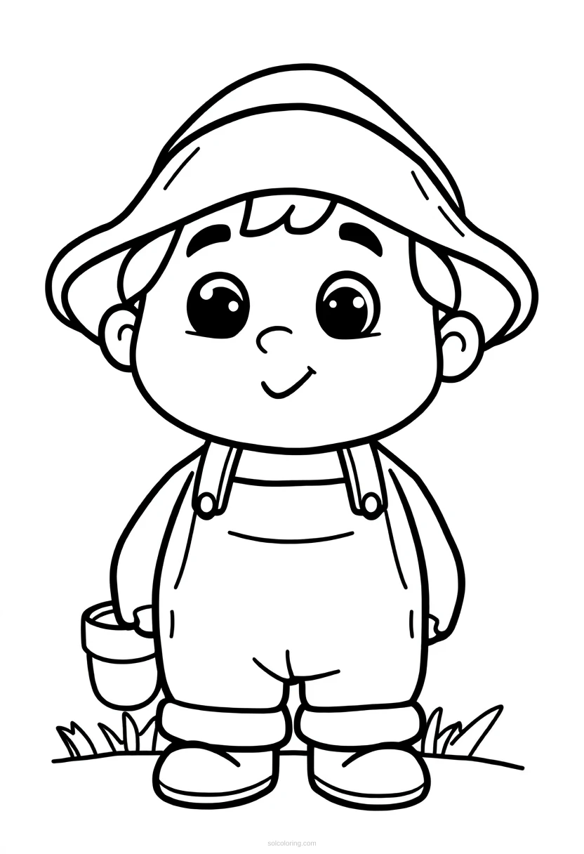 Farmer Mandala coloring page for kids