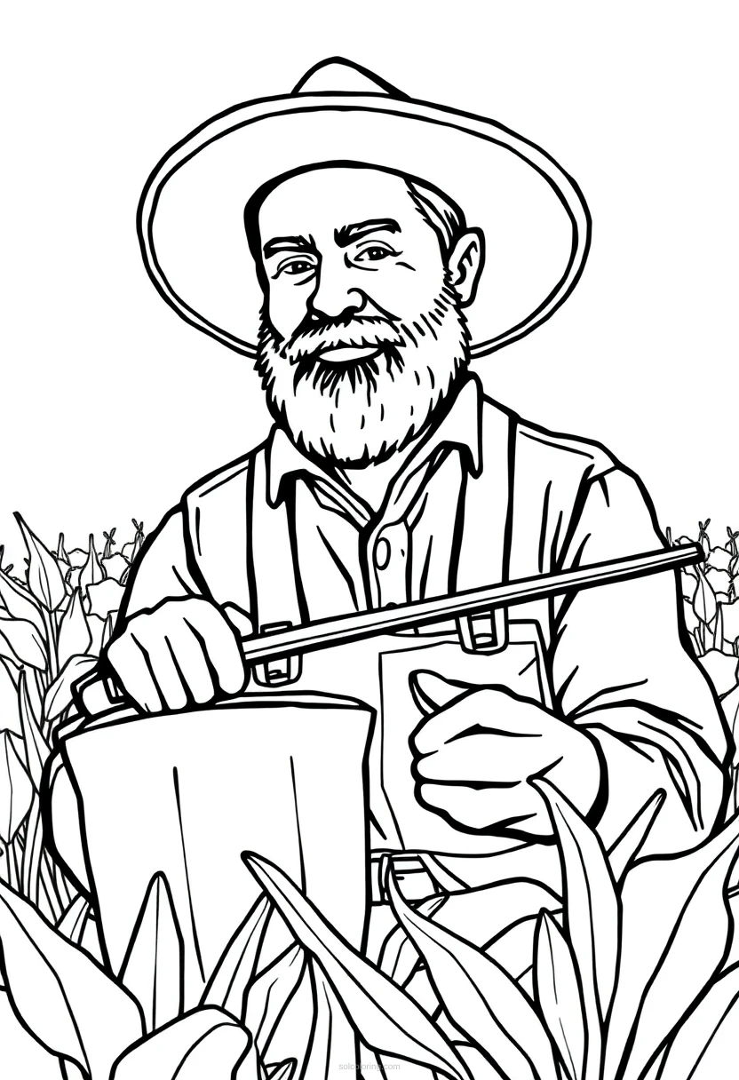 Farmer Mandala coloring page for kids