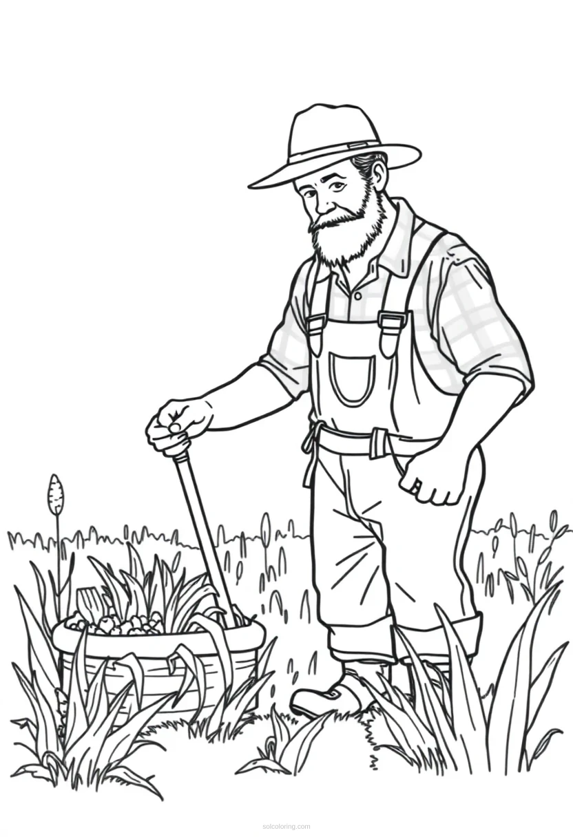 Farmer Mandala coloring page for kids
