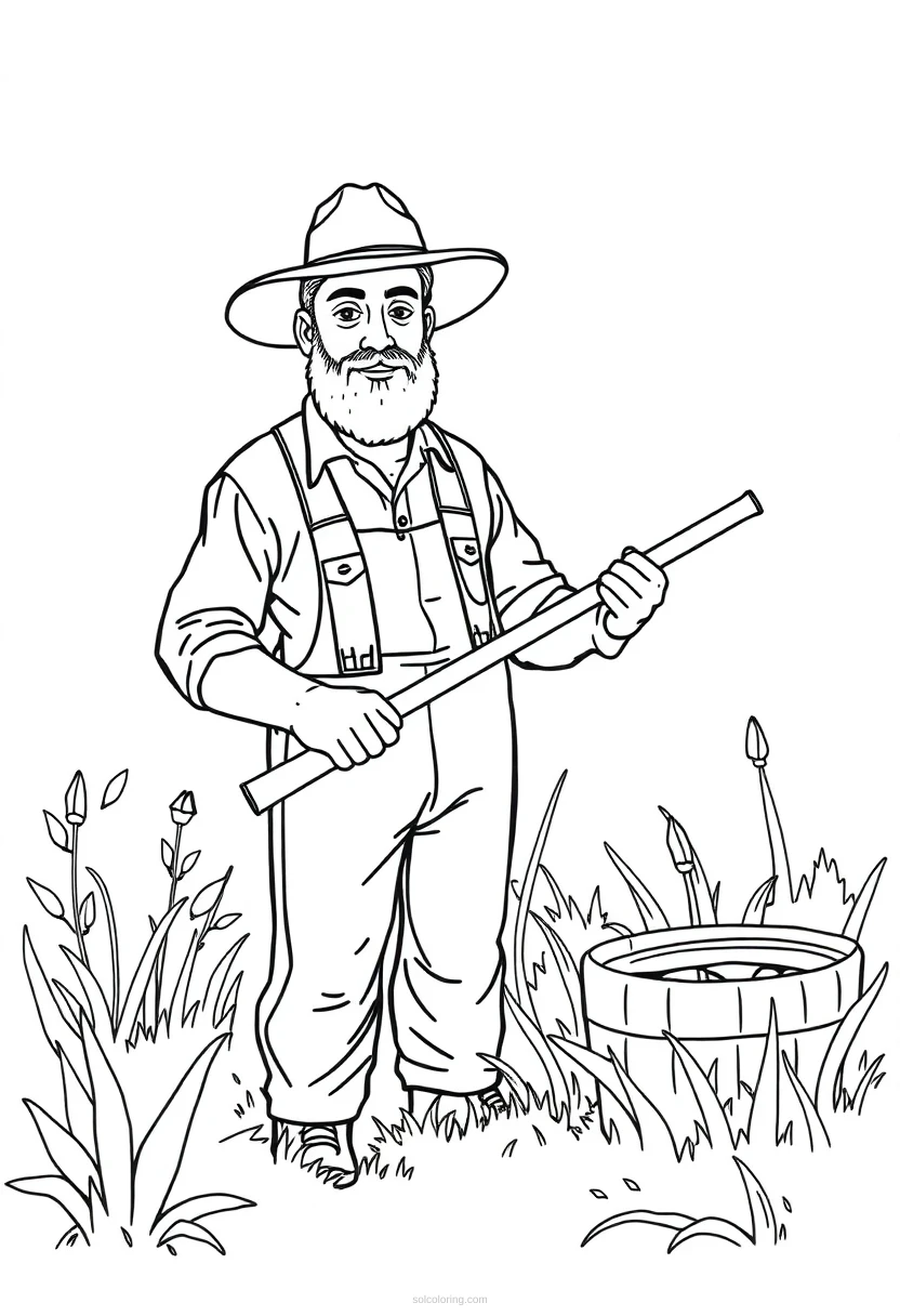 Farmer coloring page for kids