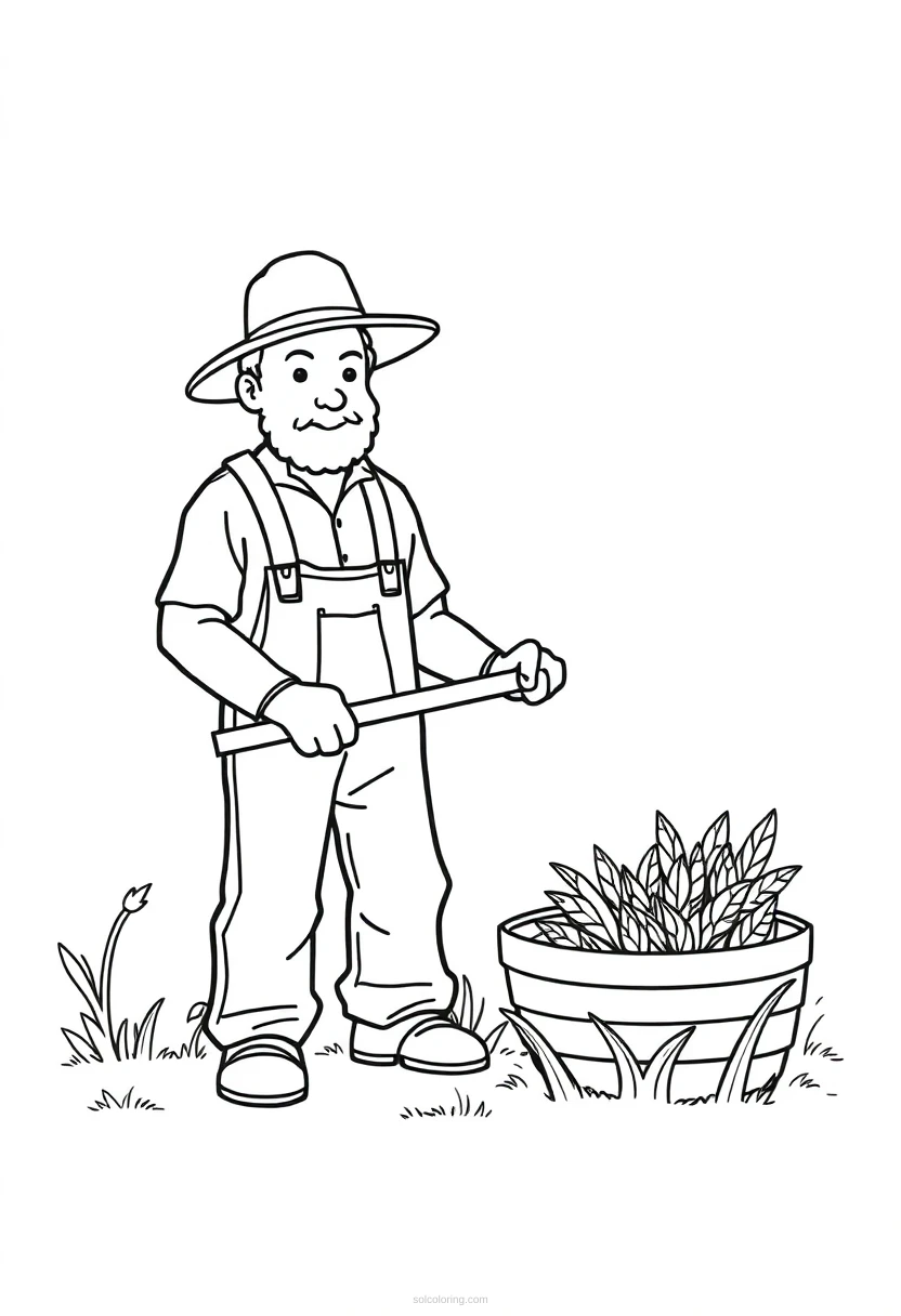 Farmer coloring page for kids