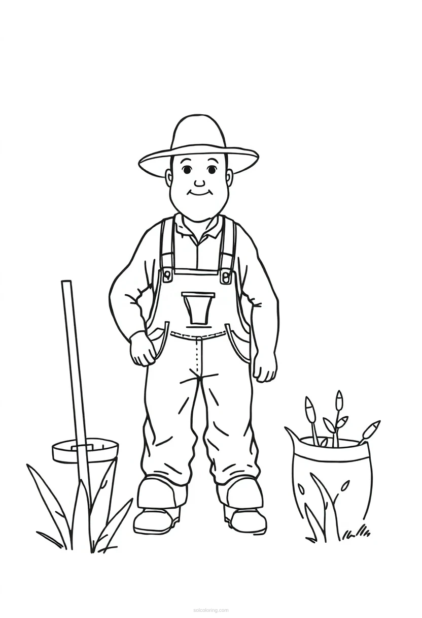 Farmer coloring page for kids