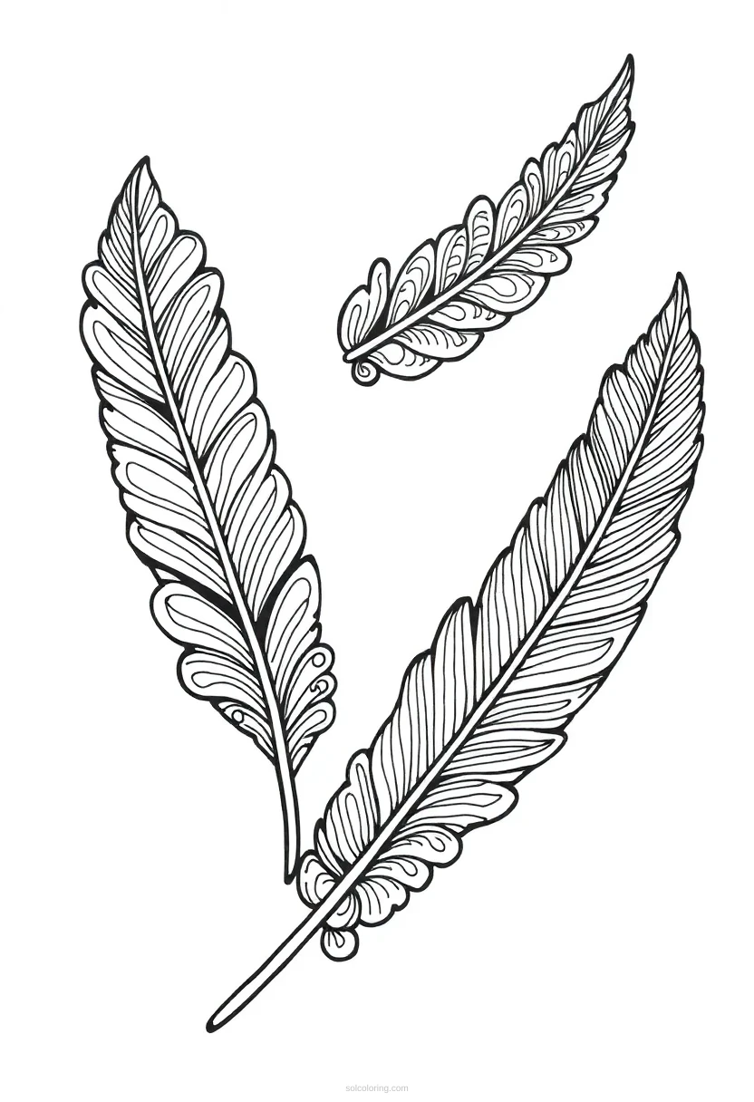 Feather Zentangle Motifs coloring page for kids
