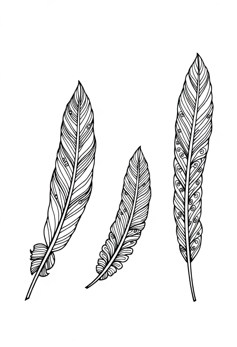 Feather Zentangle Motifs coloring page, free printable
