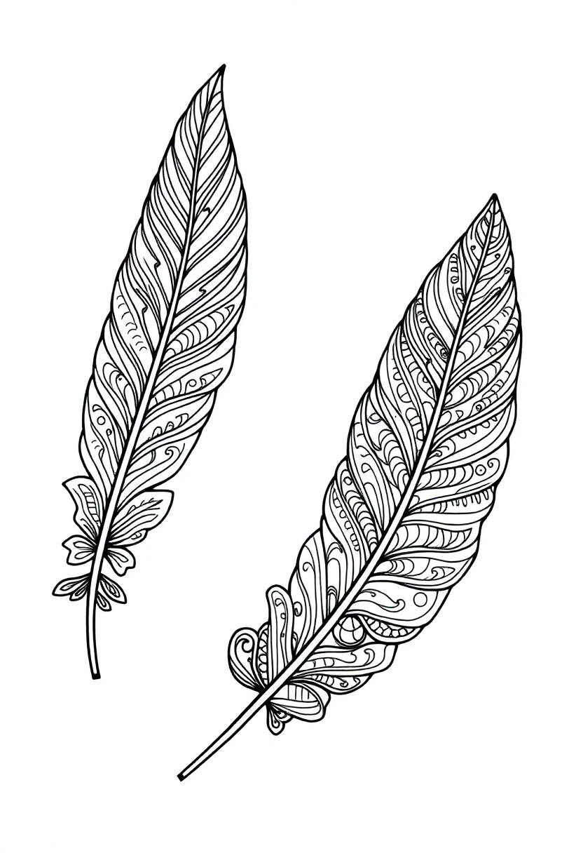 Feather Zentangle Motifs coloring pages