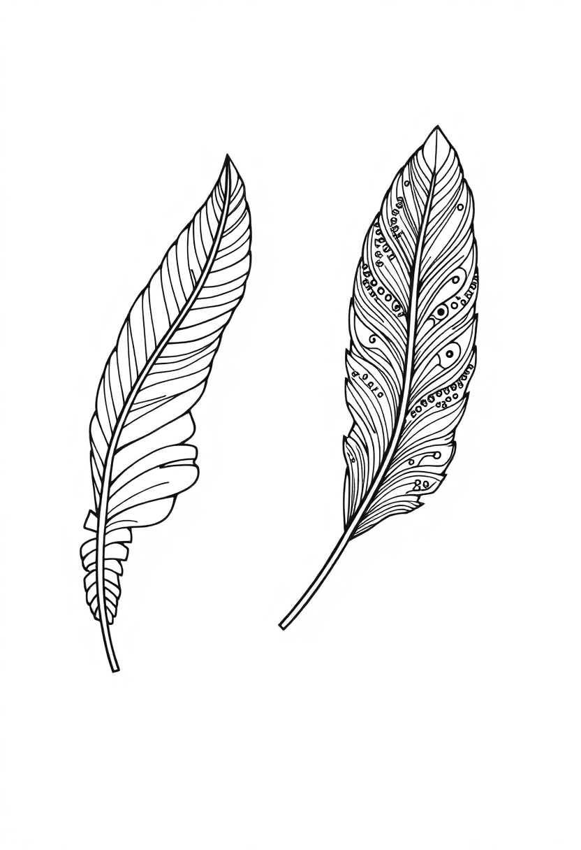Feather Zentangle Motifs coloring page, free printable